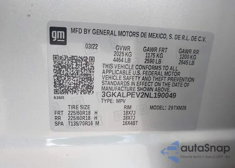 2022 GMC Terrain Fwd Slt z USA, uszkodzony, nr VIN 3GKALPEV2NL190049